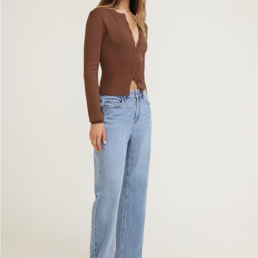 Dynamite Rebecca Crewneck Cardigan – Cocoa Brown (Size Sm) - Picture 5 of 10